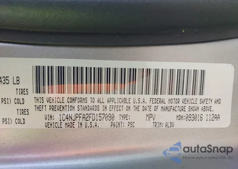 2015 Jeep Patriot High Altitude Edition z USA, uszkodzony, nr VIN 1C4NJPFA2FD157090